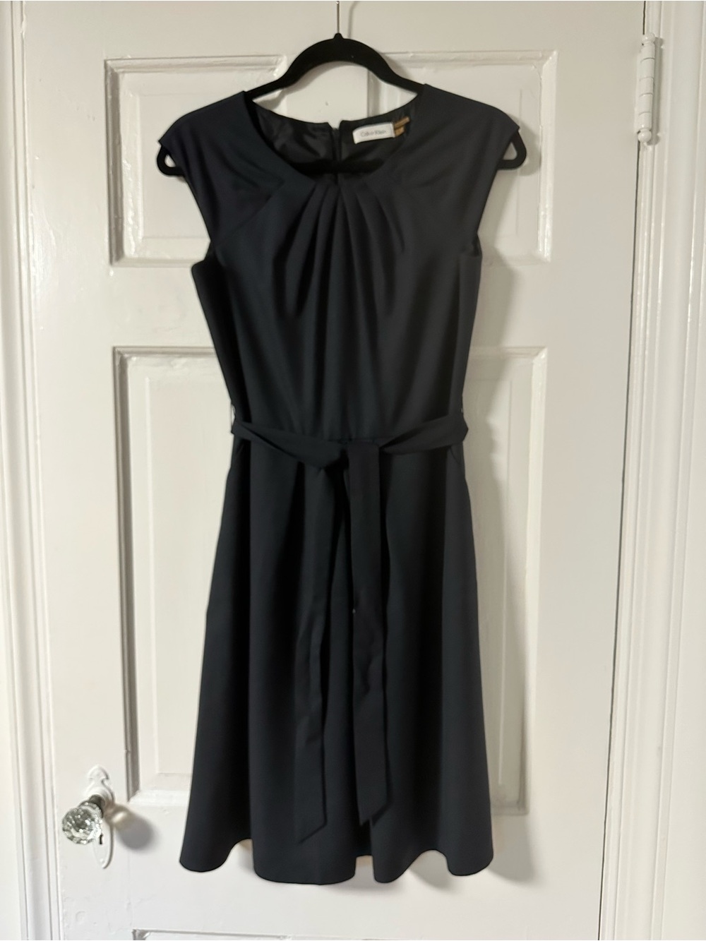 Calvin Klein Blue Cap-Sleeve Tie-Waist Dress